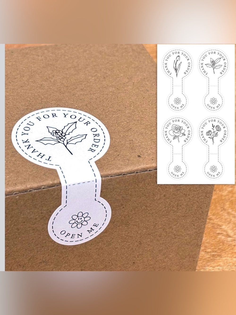 Thank You For Your Order Round Floral Seal Stickers - 100Pcs